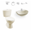 COMBO MANANTIAL BONE: SANITARIO, LAVAMANOS SIN PEDESTAL, GRIFERÍA Y ACCESORIOS