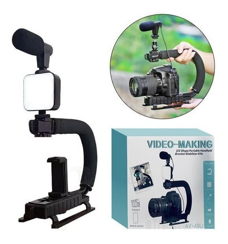 Estabilizador soporte celular y camara con luz y micrófono ay49u
